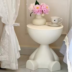 TEMU 모던 멀티펑셔널 미니 테이블 & 경량 플라스틱 이동식 소파/침대 옆 테이블, 선반 포함, 공간 절약형 롤링 테이블 - 소형 아파트, 기숙사, 방에 적합 - 조립 필요