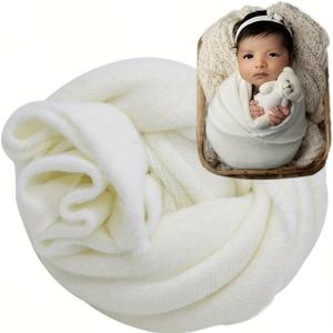 TEMU 핸드메이드 소프트 스트레치 니트 담요, 포즈 촬영에 완벽, 남아 여아 사진 촬영에 이상적, 사진 촬영 소품 및 선물 세트로 적합