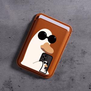 TEMU 2025년형 혁신적인 스타일의 인조 가죽 카드 홀더, 만화 오리 디자인, 아이폰 12부터 16 Pro Max 모델 호환. 신용 카드 또는 ID 카드 1~3장까지 수납 가능하며, 초슬림 보호 구조를 특징으로 합니다.