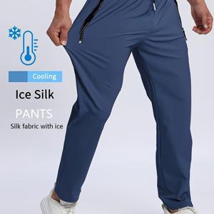 TEMU 남성 여름 스포츠 지퍼 바지, 가볍고 트렌디한 트라우저, 다용도 캐주얼 롱 팬츠, 통기성 좋고 편안한 러닝용, 시원하고 통기성 좋은 아웃도어 스포츠 바지