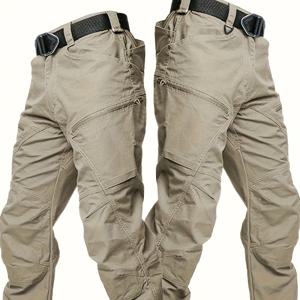 TEMU [1개 전술 카고 바지] 남성용 1개 전술 카고 바지 | 튼튼한 원단, 다중 포켓, 레귤러 핏, 단색, 야외 작업, 하이킹, 오버롤, 야외 등산 및 캠핑 바지에 적합, 내부 포켓, 봄 & 가을