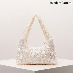 TEMU 고급스러운 스타일 시퀸 여성 숄더백, 이브닝 클러치, 시퀸 파우치, 여성 이브닝 가운, 프롬 액세서리, 웨딩 아이템, 우아한 여성 가방, 반짝이는 프롬 지갑. 패턴은 랜덤입니다