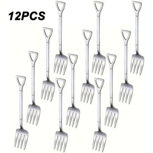 TEMU 12/24개입 스테인리스 스틸 과일 케이크 디저트 포크, 창의적인 커트러리, 6.1인치, 식기세척기 사용 가능, 가정, 레스토랑, 호텔, 파티, 선물, 커피 바 추가, 할로윈, 무덤의 날, 크리스마스용