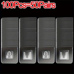 TEMU 50/100개 강력한 양면 접착 벽 후크 - 투명 흡입 컵 후크, 옷걸이, 주방 및 욕실 수납, 사진 프레임, 케이블 정리용 - 드릴 없이 손상 없는 걸이, 집과 사무실용, 접착 후크, 손상 없는 정리, 모던 후크 디자인, 실용적인 후크, 후크