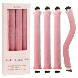 TEMU Ellitina 4개입/박스 셀프 케어 컬 키트 – 제로 히트, 안전 잠금 기술 & 고급스러운 박스 내장 스타일링 리본 – 건강한 머리카락, 아름다운 컬로 깨우세요, 사랑스러운 어버이날 선물!