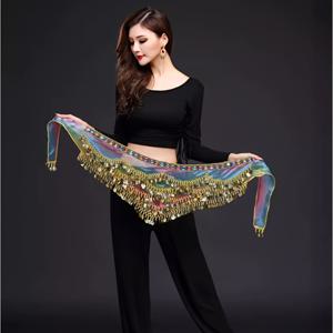 TEMU 여성용 수제 벨리댄스 힙 스카프 & 스커트, 골든 코인 블링 랩 벨트 - 중동 의상, 아랍 루틴, 무대 공연용 인어 댄스 스커트 - 댄스 루틴용 액세서리