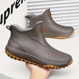 TEMU 세련된 방수 남성용 신발 1켤레, 편안하고 가벼운 작업용 머드 부츠, 내마모성 및 미끄럼 방지 정원 부츠, 남성용 레인 부츠