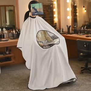 TEMU 전문가용 살롱 헤어커팅 앞치마, 투명 윈도우 디자인, 조절 가능한 버클 스트랩, 미용사 및 가정용