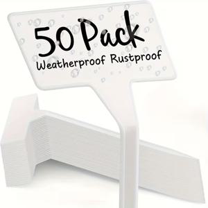 TEMU 50개입 고강도 방수 정원 식물 라벨 | 쓰기 표면이 있는 T자형, UV 저항, 변색 방지, 허브, 채소, 꽃, 실내/실외 정원에 적합 - 펜/마커로 간편하게 쓰기, 읽기 쉬운 디자인