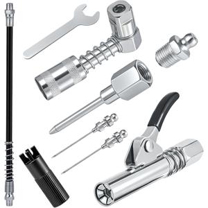 TEMU 그리스 건 액세서리 피팅 키트 퀵 커넥트 그리스 커플러 그리스 니들 디스펜서 그리스 니들 노즐 90도 그리스 커플러 어댑터 12인치 그리스 건 호스 인젝터 분리형 니들 팁 클리너