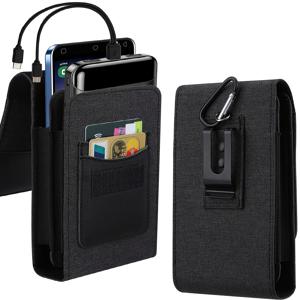 TEMU 카드 슬롯과 더블 벨트 클립이 있는 듀얼 슬롯 휴대폰 허리 파우치. 동시에 두 개의 휴대폰을 휴대할 수 있습니다.