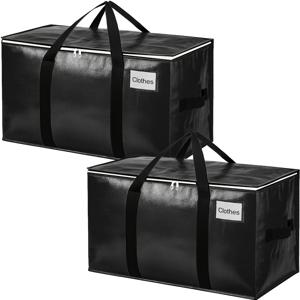 TEMU 강화된 손잡이와 지퍼가 있는 고하중용 대형 이사용 가방, 공간 절약형 수납함, 평평하게 펼 수 있음, 상자 및 대용, 의류, 기숙사, 여행, 캠핑용 수납 가방