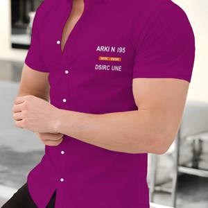 TEMU 남성 셔츠, 캐주얼 스타일, 반팔 디자인, 가벼운 원단으로 제작 - 여름 나들이, 휴가, 파티룩으로 완벽