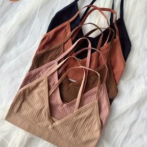 TEMU 심리스 골지 컴포트 와이어프리 크리스크로스 백 컵 여성용 브라 5개입