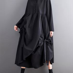 TEMU 뉴 가을 겨울 루즈하고 패셔너블한 대형 여성용 레이스 미드-롱 스타일 레트로 긴팔 셔츠 드레스