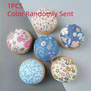 TEMU 나무 받침이 있는 플로럴 바늘 패드 - 십자수 바늘 홀더로 나만의 재봉을 제작하세요, 수제 자수 실 바늘 패드