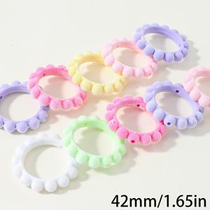 TEMU 10개 세트 아크릴 플로킹 비즈 - 라운드 & 하트형 프레임 다색 DIY 액세서리 제작, 키링 & 폰 비즈, 팔찌, 목걸이, 귀걸이, 펜참용 공예 비즈 링