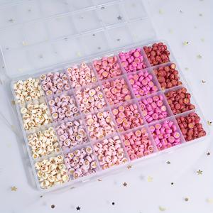 TEMU 1박스 핑크 골든 레터 비즈 세트, DIY 주얼리 만들기용 - 팔찌, 목걸이, 키체인 펜던트 등 수제 크리에이션에 적합