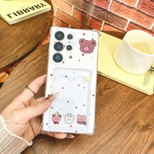 TEMU 폰 케이스: 귀여운 곰 사진 카드 홀더 폰 케이스, S22 S23 S24 A26 A36 A56 A42 A52 A72 A73 A33 A70 A25 S25 S21 5G S22 5G S24 S23 Ultra 호환, 충격 방지 내구성 보호 커버, 패셔너블 스타일, 소프트 풀바디 보호 케이스