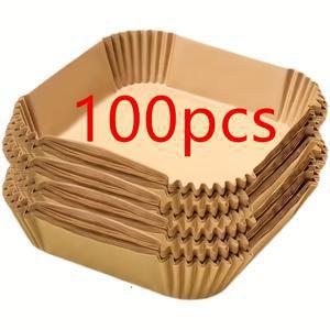 TEMU 100장 (100개) 논스틱 베이킹 페이퍼 라이너 - 개별 절단, 에어프라이어, 오븐, 전자레인지용 내열성 쿠키 & 페이스트리 종이, 쉬운 분리, 논스틱 조리기구용 (기름/버터 불필요)