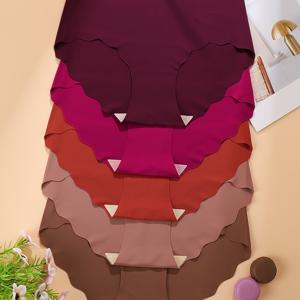 TEMU 5팩 - 다크 컬러 시리즈 멜라드 스타일 편안한 심리스 여성 속옷, 원피스 통기성 속건성 스포츠 피트니스 여성 브리프