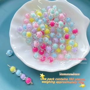 TEMU 150개 8mm 캔디 컬러 아크릴 비즈, 혼합 파스텔 색상 비즈, 혼합 마카롱 색상, 팔찌 및 목걸이 제작에 적합한 투명 원형 비즈, 플라스틱, 주얼리 핸드메이드, 수공예품, 핸드메이드 선물, 크리스마스 선물