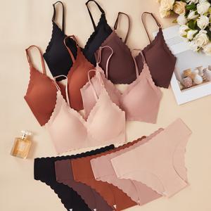 TEMU 10개 여성용 스트랩리스 브라 및 팬티 세트 - 섹시하고 편안하며 높은 지지력, 탈착식 패드 포함, 성인 패션. 성인 패션 세트 | 스트랩리스 브라 세트 | 편안한 착용감, 여성 란제리