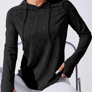 TEMU 요가용 기본 드로스트링 후드 스웨트셔츠