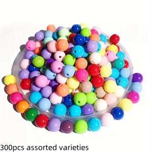 TEMU 600개/300개 10mm/6mm 아크릴 단색 라운드 비즈, DIY 팔찌 및 키체인 액세서리용 - 친구와 가족을 위한 완벽한 선물