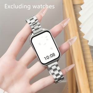 TEMU 다기능 패셔너블 싱글 아이템 스트랩, 데일리 사용에 적합, 니치 통기성 스테인리스 스틸 메탈 트리플 스틸 스트랩 디자인, Xiaomi 9Pro/8Pro 사이즈에 적합, 퀵 릴리스 버클 디자인, 다기능 감성 팔찌