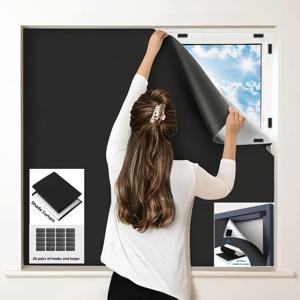 TEMU 1개 자가 점착형 암막 커튼, 가정용, 다양한 창문 크기에 맞게 쉽게 잘라 사용 가능, 창문, 침실, 방 및 기숙사에 적합, 완전한 빛 차단, 드릴 불필요, 제거 및 세탁 가능!