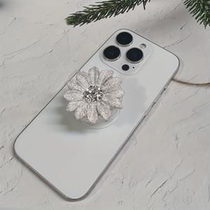 TEMU 반짝이는 꽃 휴대폰 풀아웃 스탠드 - 강력한 접착식 뒷면이 있는 ABS 소재로 제작된 창의적인 접이식 게으른 스탠드