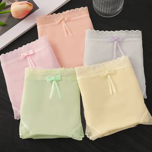 TEMU MUBAHE 여성용 반투명 초슬림 팬티 5pcs - 솔리드 컬러 레이스 트림 속옷, 통기성 쉬어 팬티, 캐주얼 복장에 적합, 손세탁 가능한 편안한 팬티