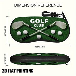 TEMU 1pc 2D 평면 골프 장면 패턴 휴대용 안경 케이스, 지퍼 및 키체인, 초경량 디자인, 안경 및 독서 안경에 이상적, 남성 및 여성에게 완벽, 여행 및 지갑 액세서리, 2D 평면