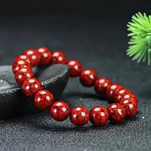 TEMU 주홍석 팔찌 행운의 붉은 주홍석 중국 스타일 펜던트, 남녀공용 팔찌, 주홍석 행운의 목걸이, 최고의 선물, 고함량 입자상 반투명 모래, 천연 붉은 주홍석 남녀공용 팔찌, 둥근 구슬 줄걸이