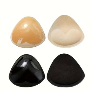 TEMU 집게컵이 있는 초강력 삼각 스펀지 가슴 패드 4개, 비키니 수영복 및 란제리에 적합, 제거 가능한 강력한 접착 실리콘 컵 패드, 편안한 리프팅 및 지지력을 위한 심리스 젖꼭지 커버