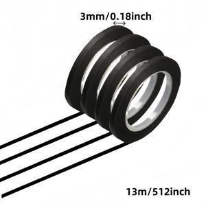 TEMU 4개입 1/8'' 슬림 와시 테이프, 매트 블랙, 잔여물 없음, 손으로 찢을 수 있는 네일 아트, 드레스 포밍, 스크랩북킹, DIY 카드 & 마스킹용