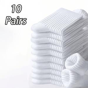 TEMU 아동용 단색 양말 10켤레, 가을/겨울철 스포츠 및 캐주얼 웨어에 적합, 더 두꺼운 디자인