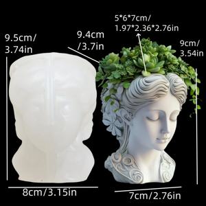 TEMU 아테나 여신상 다육식물 화분 수지 실리콘 몰드 머리카락의 여신 꽃병 콘크리트 시멘트 실리콘 몰드 여성 조각상 펜꽂이 수납함 캔들컵 석고 몰드 수공예품 몰드 새해 선물