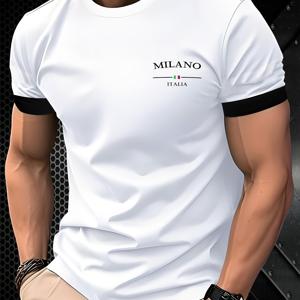 TEMU 밀란 남성 패션 티셔츠 - 야외 레저 및 파티룩으로 완벽