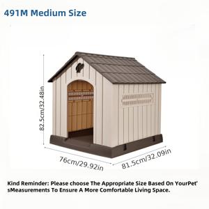 TEMU 야외용 플라스틱 애완동물 집 내후성 소동물 쉼터, 개, 고양이, 토끼 또는 기타 반려동물용, 내구성 좋고 통풍이 잘되며 세척이 쉬운 켄넬, 마당, 정원, 파티오 또는 현관용, 휴대용 사계절 반려동물 집