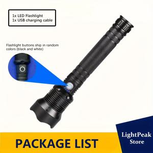 TEMU 1개 초고휘도 LED 휴대용 손전등, USB 충전식 휴대용 토치, 줌 가능 5가지 모드 램프, 전원 표시 기능이 있는 가정용 랜턴, 비상 조명, 일상 사용, 캠핑, 낚시, 하이킹을 위한 경량 ABS 플래시 라이트
