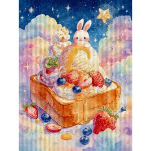 TEMU JOZYSH, 1개, [30X40Cm/11.8X15.7Inch] [40X50Cm/15.7X19.7Inch], 16CT 스티치 키트, 스티치 키트 프레임리스, 자수 공예 조합, 스위트 케이크, 패턴 프린트 스티치 세트, 랜덤 실 보드 스티치 재료 세트