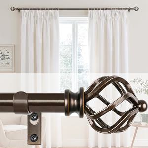 TEMU 18인치에서 120인치까지 조절 가능한 브라운 커튼봉 1세트. 다양한 창문 유형에 적합하며, 꼬임 케이지 마감이 있는 스플라이싱 드레이퍼리 봉 특징. 욕실, 주방 및 침실에서 사용하기에 이상적입니다.