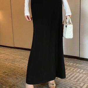 TEMU 여성용 롱 머메이드 피쉬 테일 스커트 - 우아한 풀 길이 맥시 스커트, X라인 슬림핏 의상, 사계절 착용 가능한 세탁기 사용 가능 (파티 웨딩 유니폼)