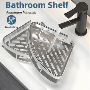 TEMU 이중층 샤워 캐디 - 효율적인 배수를 위한 홀로우 디자인. 두 가지 설치 방식으로 편리한 사용. 욕실 및 주방 수납에 적합. 내식성과 내구성으로 완벽한 홈 데코 아이템, 욕실 액세서리, 또는 깜짝 선물로 이상적