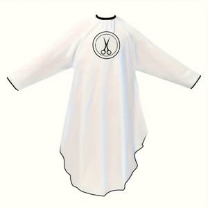 TEMU 전문가용 헤어 커팅 앞치마 - 가위 패턴 프린트, 긴 소매 디자인, 가볍고 내구성 강함, 고품질 원단으로 쉽게 세탁 가능. 미용사, 스타일리스트, 헤어디자이너에게 이상적인 앞치마