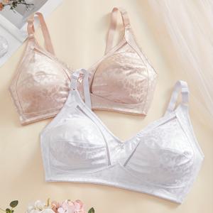 TEMU 2개입 플러스 사이즈 레이스 크로스 프론트 무선 브라 - 풀 커버리지 패딩/리프트 없음, 자유로운 착용감, 부드럽고 통기성 좋은 레이어링 및 일상용 브라 - 우아한 속옷