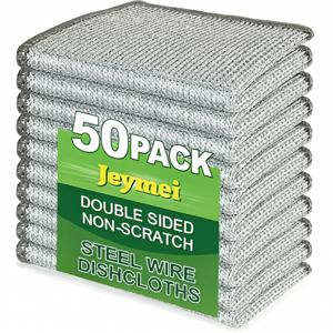 TEMU 50개입 스크래치 방지 메시 천 - 초극세사 행주, 재사용 및 세탁 가능, 주방, 욕실, 식당 청소에 적합, 금속 식기에도 안전