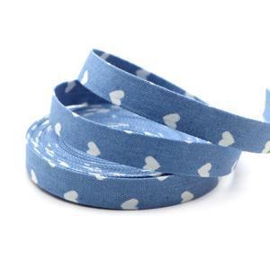 TEMU 4.57미터 양면 블루 데님 리본 하트 모양 - 다양한 크기, 튼튼한 폴리에스터 원단 트림, 재봉, 공예, 의류 밑단, 헤어 장식, 홈 데코 & 인형 제작, 재봉 용품, 공예 용품, 하트